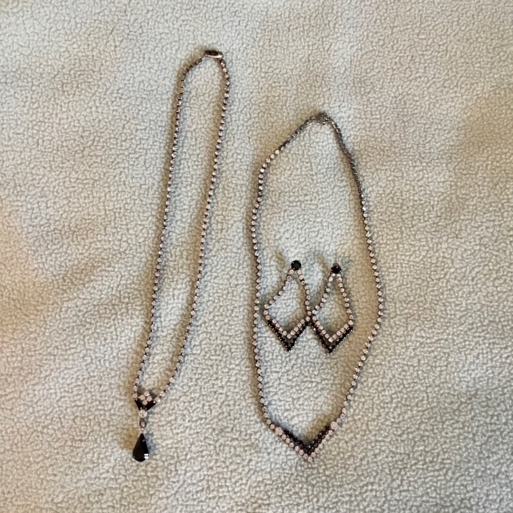 Art deco style rhinestone necklaces and earrings